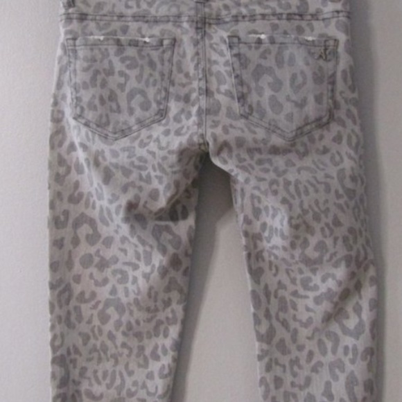 Denim - Special A Gray Leopard Print Skinny Shimmer Glitter Jeans 27